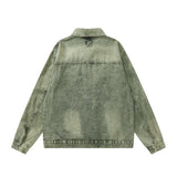 Men Denim Jacket Dyed Distressed Denim Jacket Men's Lapel Denim Jacket