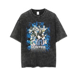 Killua Zoldyck T-shirts Men Streewear Vintage Washed