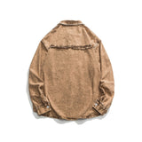 Unisex Jacket Autumn Washed Distressed Loose Shirt Women's Clothing