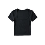 Women T-Shirt Bottoming Shirt Autumn Cropped T-shirt Short Sleeve
