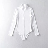 Women T-Shirt High Collar Half Zipper Stretch Slim Fit Long-Sleeved T-shirt