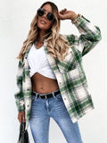 Plaid Trench Coat Autumn and Winter Long Sleeve Plaid Coat