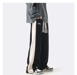 Men Sweatpants Men's Spring Sports Pants Stitching Wide-Leg Straight Pants