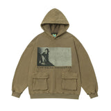 Men Hoodie Distressed Washed Hooded Sweater