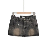 Women Skirt Summer Vintage High Waist Denim Skirt