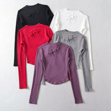 Women T-Shirt Long-Sleeved T-shirt Bottoming Shirt Short Top