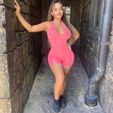 Women Jumpsuit Summer Fashion Sexy Halter Slim Fit Bodysuit