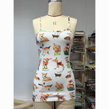 Women's Desses Printing Slip Dress Women's Summer Tight Waist Hip Skirt