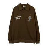 Men Hoodie Cross Printing Lapel Sweater Men's Loose Long Sleeve Polo Collar Pullover