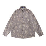 Men's Long Sleeved T Shirt Printed Shirt Men's Spring and Autumn Long Sleeve Lapel Shirt Loose Ins