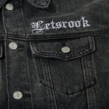 Men Denim Jacket XINGX Embroidered Denim Jacket Male and Female Couples Wear Washed Distressed Jacket
