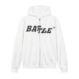 Men Fleece Lined Hoodie High Street Letters Printed Hoodie Men's Loose Hooded