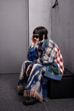 Unisex Jacket Fall Contrast Color Check Splicing Coat Women