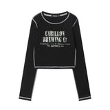 Women Long Sleeve T-Shirt Letter Printing Short-Sleeved T-shirt Girls Spring and Autumn