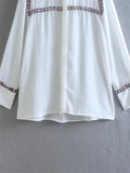Women T-shirt Fall Women's Clothing Stitching Lapel Long Sleeve Shirt