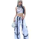 Women Cargo Pants Overalls Women's Stitching Loose Slimming