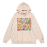 Men Hoodie Cartoon Bear Printed Pullover Hoodie