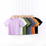 Women T-Shirt Women's T-shirt Summer round Neck Short Sleeves Short Top