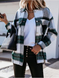 Plaid Trench Coat Autumn and Winter Long Sleeve Plaid Shirt Coat