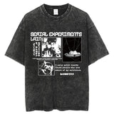 Japanese Anime Serial Experiments Lain Vintage Washed T Shirt