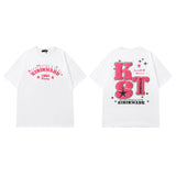 Men T Shirt Rabbit Print Sweet Cool Couple T-shirt Retro College Style Short Sleeve T-shirt