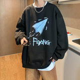 Men Hoodie Sweater Loose Crew Neck Top Trendy Ins Hong Kong Style