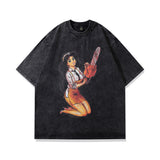 Men T Shirt Vintage Printed Distressed Short Sleeve T-shirt for Men and Women