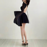 Women Dresses round Neck Long Sleeve Mesh Dress Sexy