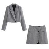 Women Skirt Autumn Suit Fashion Short Houndstooth