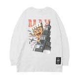 Men Long Sleeve Shirt Personality Cartoon Printed Loose Long Sleeves T-shirt Men's and Women's Tops