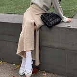 Women Skirt Slit Sheath Skirt All-Match Woolen Dress