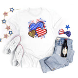 National Flag Day T Shirts Summer round Neck T-shirt Women's Short Sleeve Independence Day Women