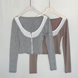 Women Long Sleeve Shirt Women's Short Cardigan Long Sleeve T-shirt Autumn and Winter