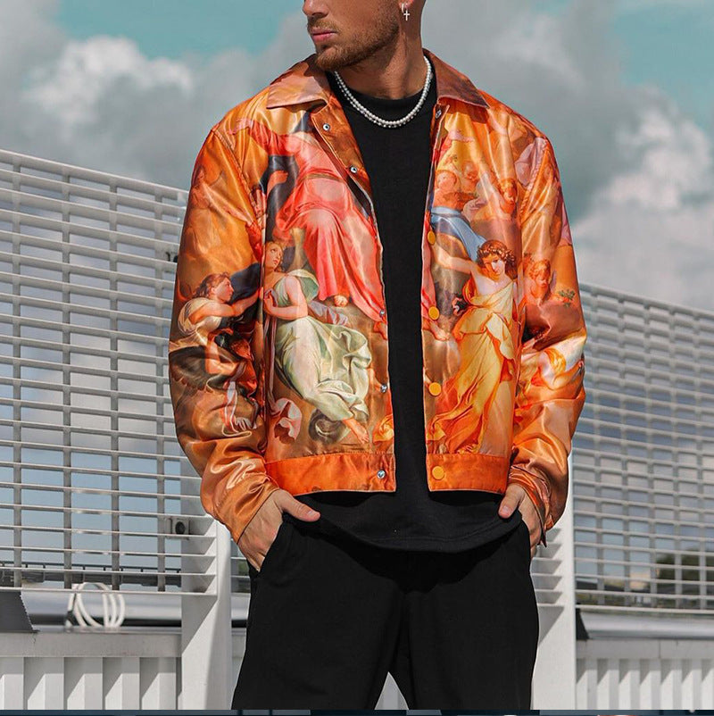 Men Jack Printed Coat Men's Spring and Autumn Wear Jacket Top
