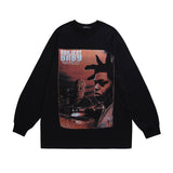 Men Long Sleeve Shirt Hiphop Portrait Retro Long Sleeve Bottoming T-shirt Men and Women Vibe Idle Style