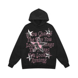 Men Hoodie XINGX Letter Print Sweatshirt Men's Hip Hop Rock Wash Pullover Hoodie