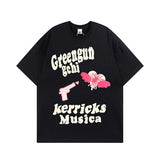 Men T Shirt Retro Alphabet Puff Print Short-Sleeved T-shirt Men's Loose Couple