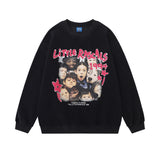 Men Hoodie Hip Hop Portrait Printed Crew Neck Sweatshirt