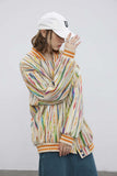 Unisex Jacket Autumn Color Vertical Bar Baseball Uniform Women's Clothing