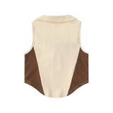 Women Vest Polo Collar Lace Color Block Vest Women's Summer Sleeveless Top