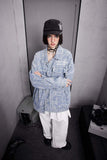 Unisex Jacket Autumn Jacquard Washed Denim Jacket