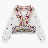 Women Skirt Summer Women's Contrast Color Embroidery Top and Skirt