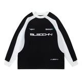 Men Hoodie Spring and Autumn Racing Suit Men's Loose round Neck Sweater Stitching Raglan Sleeve Sports