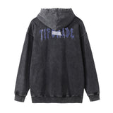Men Hoodie Print Hooded Pullover Male Loose Wash Distressed