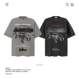 American vintage street T-shirt pure cotton retro men's and women's summer loose
