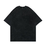 Men T Shirt Washed and Worn Gray Printed Loose T-shirt Summer Street