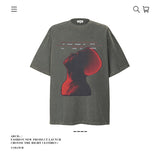 American vintage street T-shirt pure cotton retro portrait print men and women summer loose half sleeves