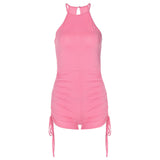 Women Jumpsuit Summer Fashion Sexy Drawstring Sleeveless Vest