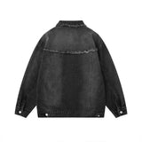 Men Denim Jacket Washed and Worn Denim Men's Loose All-Matching Jeans Jacket