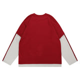 Men Hoodie Embroidered Crew Neck Sweater Loose Cotton Autumn Street Long-Sleeve Stickers Color Matching Top